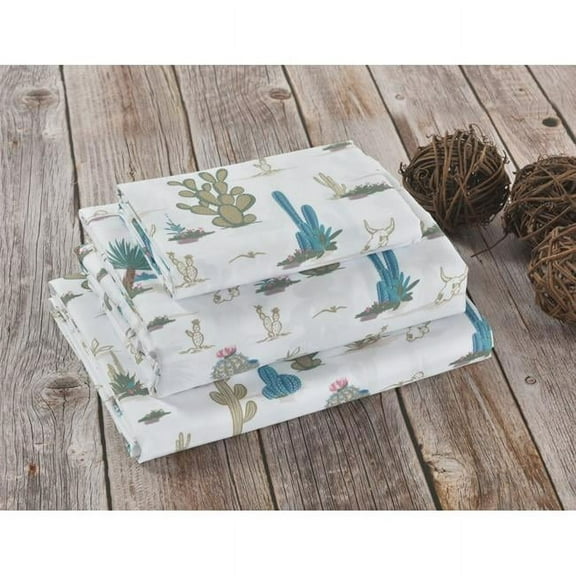 Saguaro Desert Cactus Print Sheet Set, Multi Color - Queen Size
