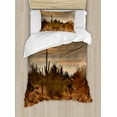 thumbnail image 1 of Saguaro Duvet Cover Set, Dramatic Shady Desert View with a Storm Cloud Approaching Western Arizona Photo, Decorative 2 Piece Bedding Set with 1 Pillow Shams, Twin Size, Orange Green, by Ambesonne, 1 of 3
