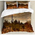 thumbnail image 1 of Saguaro Duvet Cover Set, Dramatic Shady Desert View with a Storm Cloud Approaching Western Arizona Photo, Decorative 3 Piece Bedding Set with 2 Pillow Shams, Queen Size, Orange Green, by Ambesonne, 1 of 3