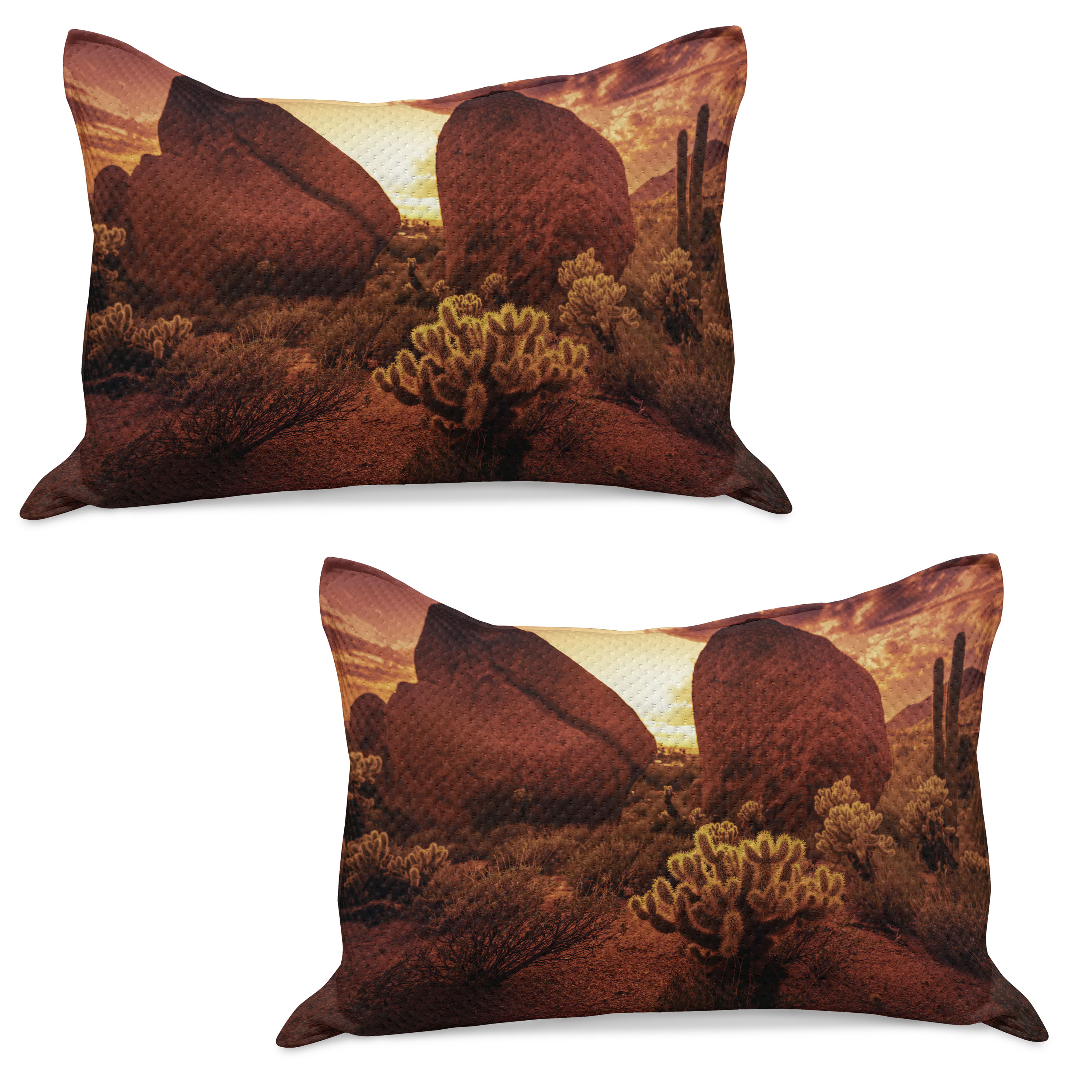 Dramatic Pillows Saguaro Knitted Quilt Pillowcover Set of 2, Dramatic Desert Scenery ...