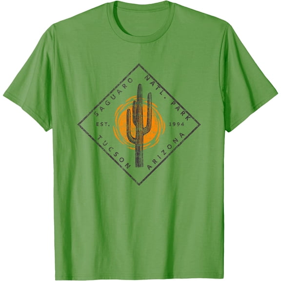 Saguaro National Park Arizona Cactus Art Vintage Unisex T-Shirt for Men Women Kids Toddler,Lime Color,Size 2T