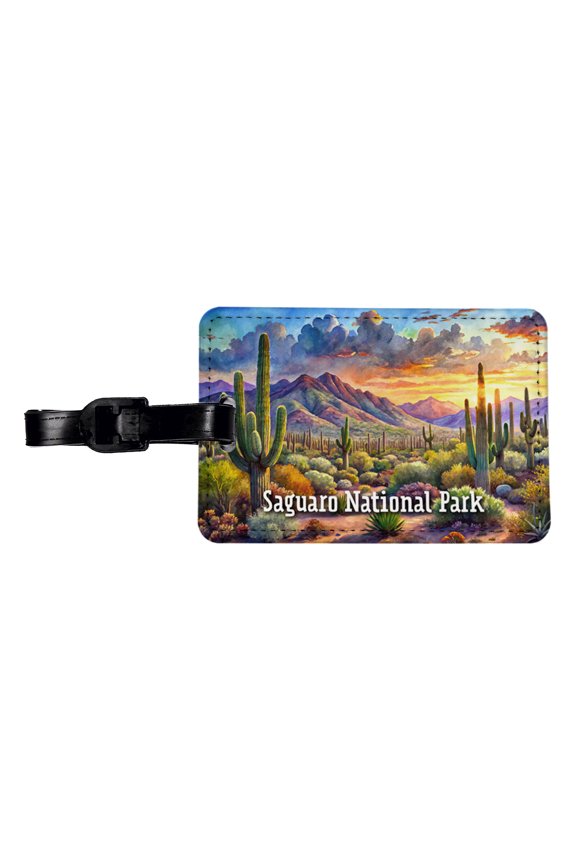 Saguaro National Park Arizona Faux Leather Travel Luggage Tag