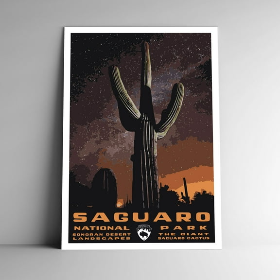 Saguaro National Park Vintage Travel Poster / Postcard WPA Style Retro Arizona Art Print