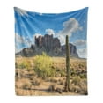 thumbnail image 1 of Saguaro Soft Flannel Fleece Blanket, Famous Canyon Cliff with Dramatic Cloudy Sky Southwest Terrain Place Nature, Cozy Plush for Indoor and Outdoor Use, 50" x 70", Brown Green Blue, by Ambesonne, 1 of 5