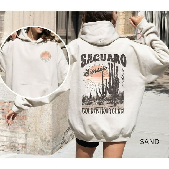 Saguaro Sunset Hoodie, Desert Gift, Cactus Pullover, Nature Adventure Hoodie, Arizona National Park shirt, Saguaro Cactus Sweatshirt