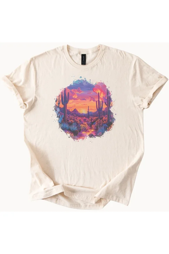 Saguaro Sunset Tee Desert Graphic T Shirt Cactus Clothing Size S-5Xl Heygategoo Tee