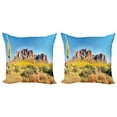 thumbnail image 1 of Ambesonne Landscape Throw Pillow Cover 2 Pack, Blooming Mountain, 24", Orange and Brown, 1 of 6