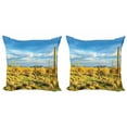 thumbnail image 1 of Ambesonne Floral Throw Pillow Cover 2 Pack, Western Cactus Spikes, 18", Yellow Blue Green, 1 of 2