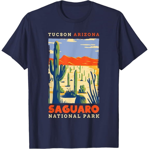Saguaro US National Park Tucson Arizona Vintage Gift Unisex T-Shirt for Men Women Kids Toddler,Navy Color,Size 3T