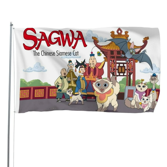Sagwa The Chinese Siamese Cat-themed Printed Flag Perfect gift for fans, friends, and family members, and suitable for indoor and outdoor activities, party decorations.35.4"x59" (90cm150cm)
