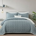 thumbnail image 1 of SahSahCasa Botanical Quilts Queen Size, 100% Cotton Queen Comforter Set for Bed, Reversible Lightweight Quilted Bedspread, Floral Quilt Bedding Set All Season, Grayish Blue/White, 3 Pieces, 1 of 7