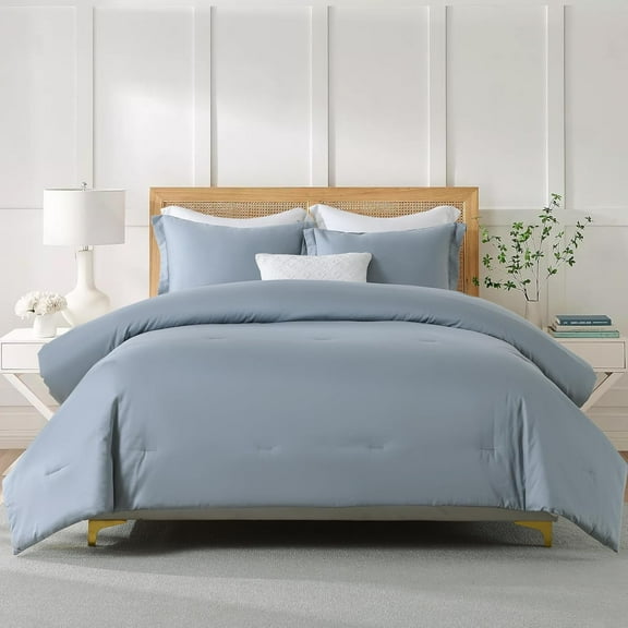 SahSahCasa King Comforter Set, Fluffy Cotton Comforter Bedding Set, Lightweight King Size Comforter, 104" × 90", 3pcs, Down Alternative, Grayish-Blue