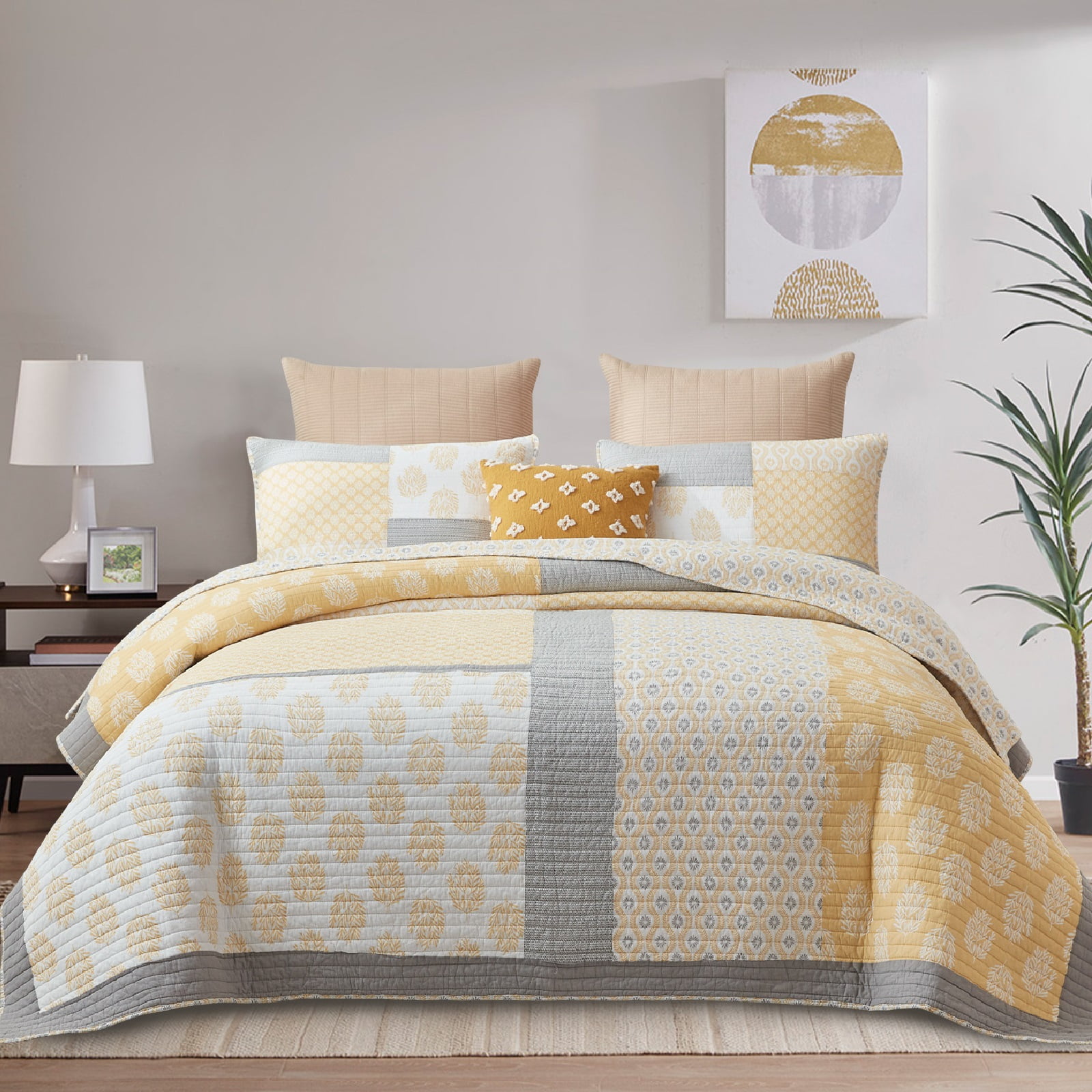 SahSahCasa Quilt Set King Size 100 Cotton Lightweight King Quilt