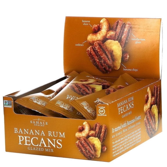 Sahale Snacks Glazed Mix Banana Rum Pecans 1.5 oz 9 Packs