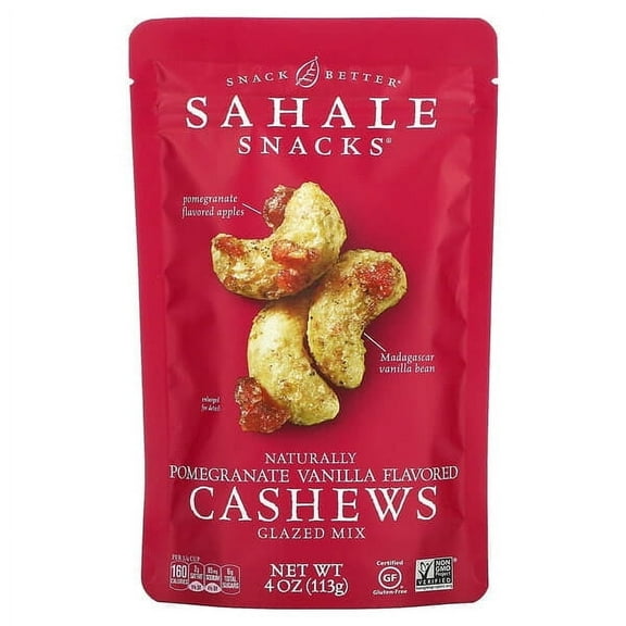 Sahale Snacks, Glazed Mix, Naturally Pomegranate Vanilla Cashews, 4 oz Pack of 3