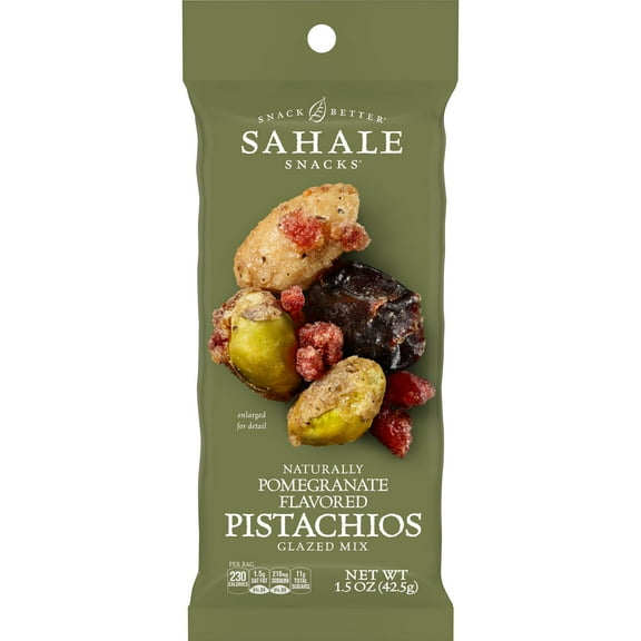 Sahale Snacks Grab & Go Naturally Pomegranate Flavored Pistachios Glazed Mix, Gluten-Free Snack, 1.5-Ounce Bag (Pack of 9)