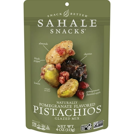 Sahale Snacks Naturally Pomegranate Flavored Pistachios Glazed Mix, 4 Ounces (Pack of 8)