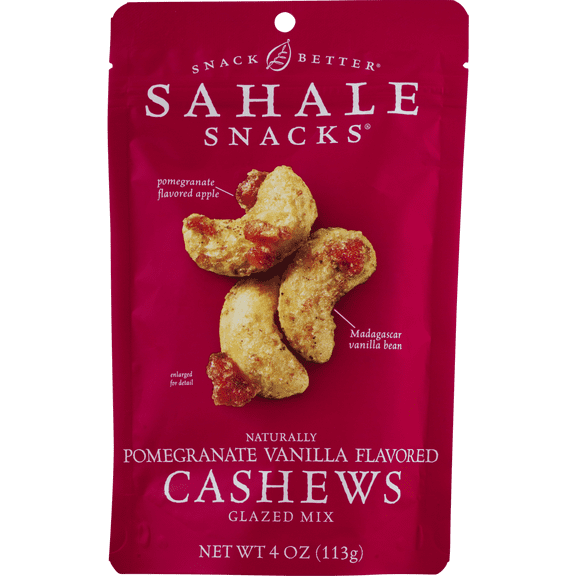 Sahale Snacks Naturally Pomegranate Vanilla Flavored Cashews Glazed Mix, Gluten-Free Snack, 4 oz