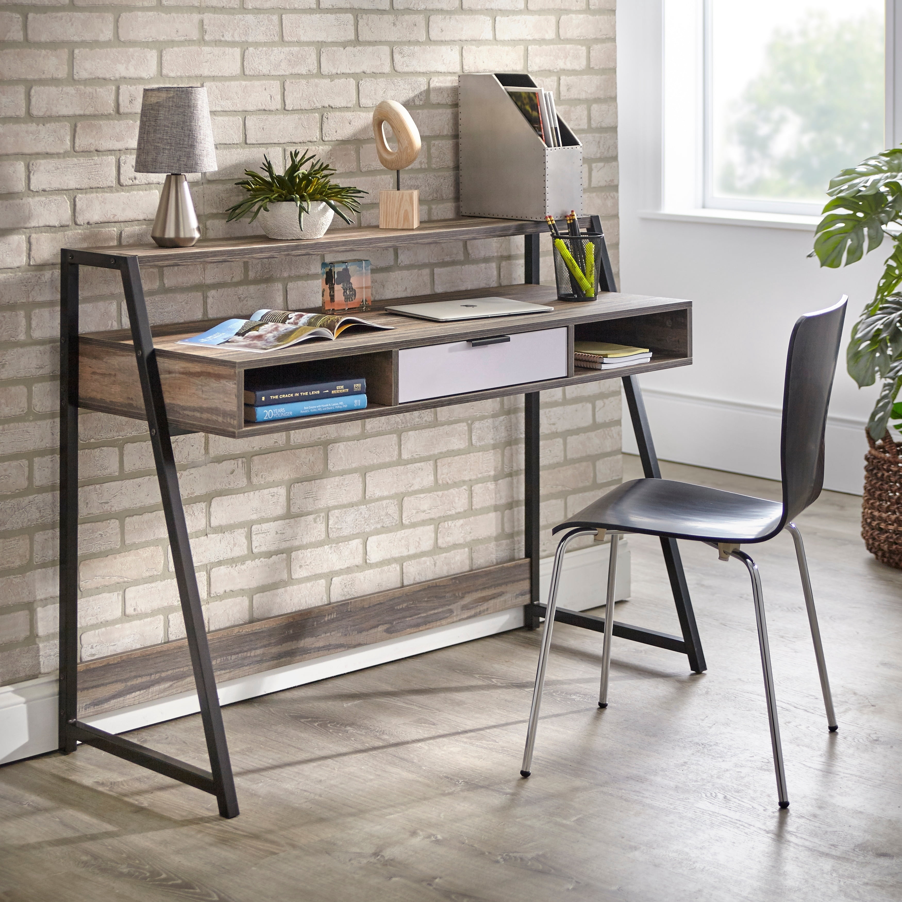 Sahana Modern Contemporary Office Desk with Hutch