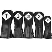 Sahara Black Graphite Weave Retro Golf Headcover Set - 5 Pack Driver, #3, 5, X and Hybrid