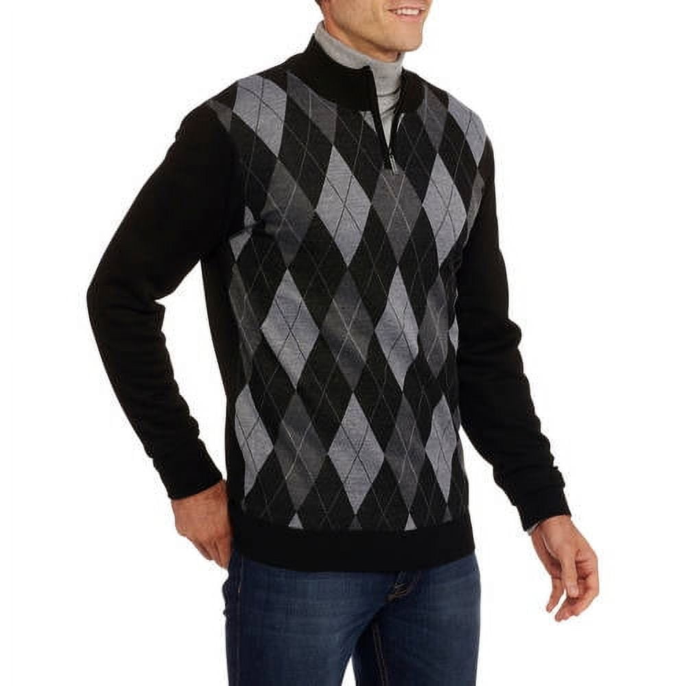 Men's Argyle 1/4 Zip Mock Neck Sweater - Walmart.com