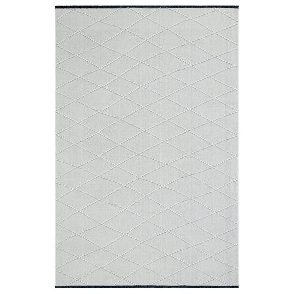 Sahara Cream Geometric Polyester Chenille Kilim Area Rug