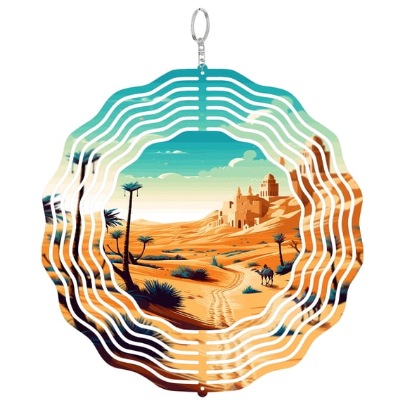 Sahara Desert 3D Wind Spinner Metal Hanging Ornament Outdoor Home Decor Africa Sand Dune Gift