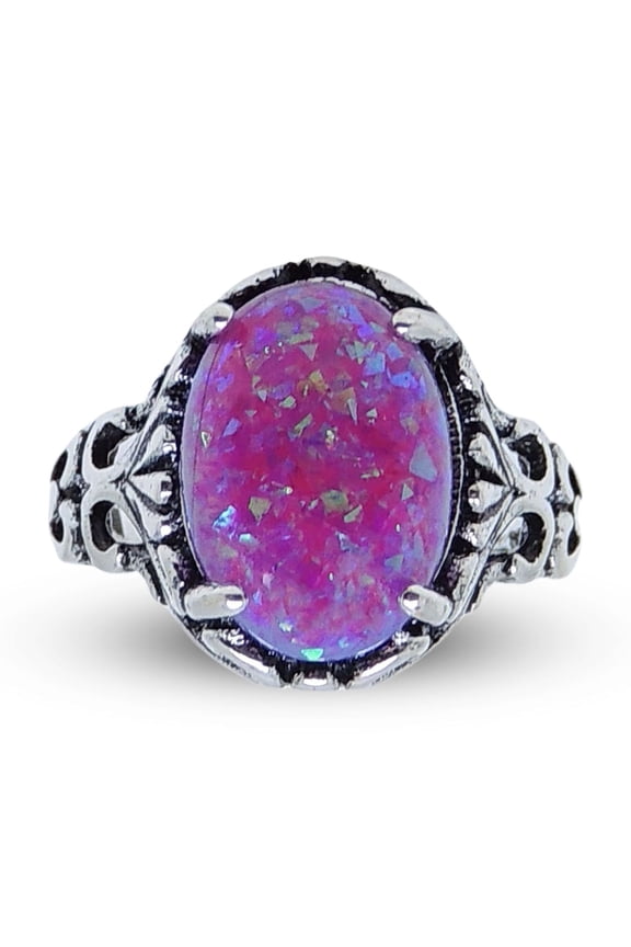 Sahara Fire Opal Statement Ring for Women Oval-Cut Ginger Lyne Collection