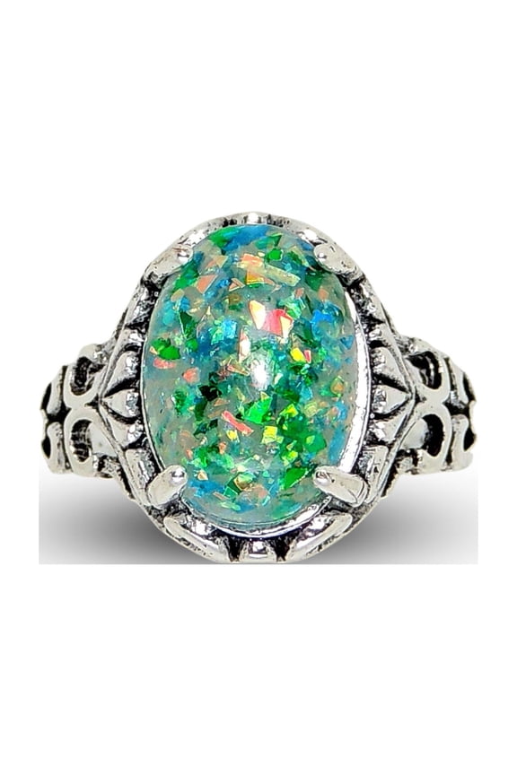 Sahara Fire Opal Statement Ring for Women Oval-Cut Ginger Lyne Collection