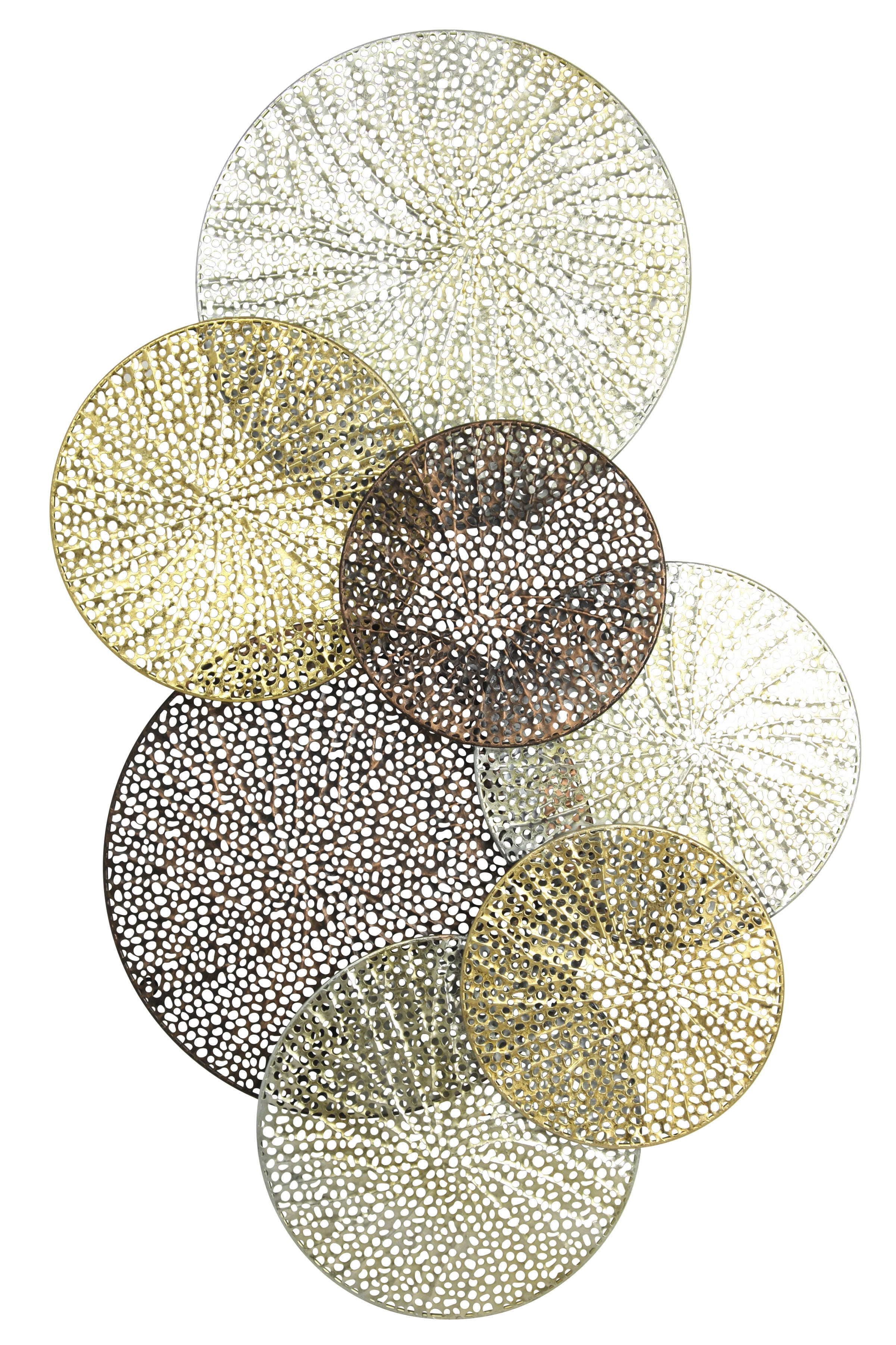 Sahara Metal Art - Gold, Silver And Iron Finish On Metal Disk Wall Sculpture