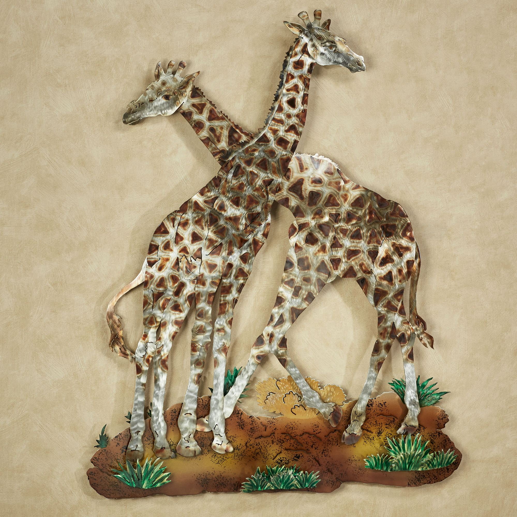 Handcrafted Steel Giraffe Wall Sculpture with Heat-Flamed Finish