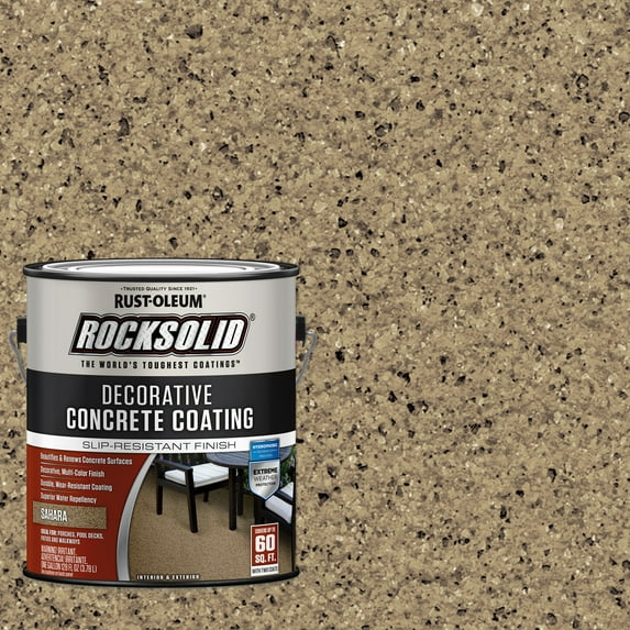 2 Pack, Sahara, Rust-Oleum RockSolid Decorative Concrete Interior/Exterior Solid Stain Matte - 306265, Gallon