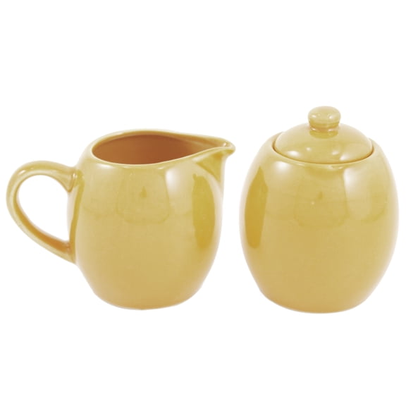 Sahara Sand Ceramic Creamer and Sugar Service Set with Lid