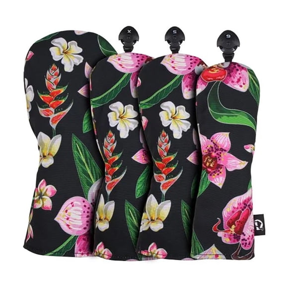 Sahara Tropical Floral Golf Headcovers Set – 4 Piece Driver, Fairway Wood (2) & Hybrid