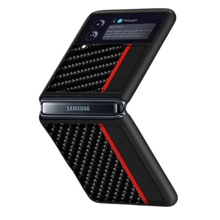 SaharaCase - Hard Shell Silicone Series Case for Samsung Galaxy Z Flip3 5G - Black/Carbon Fiber