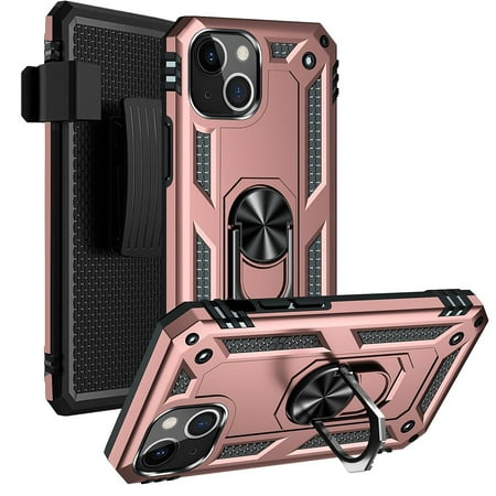SaharaCase - Kickstand with Belt Clip Case for Apple iPhone 13 Mini - Rose Gold