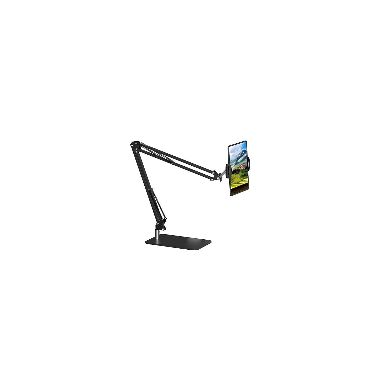 Black Adjustable Aluminum Tablet and Phone Stand with 360° Rotation