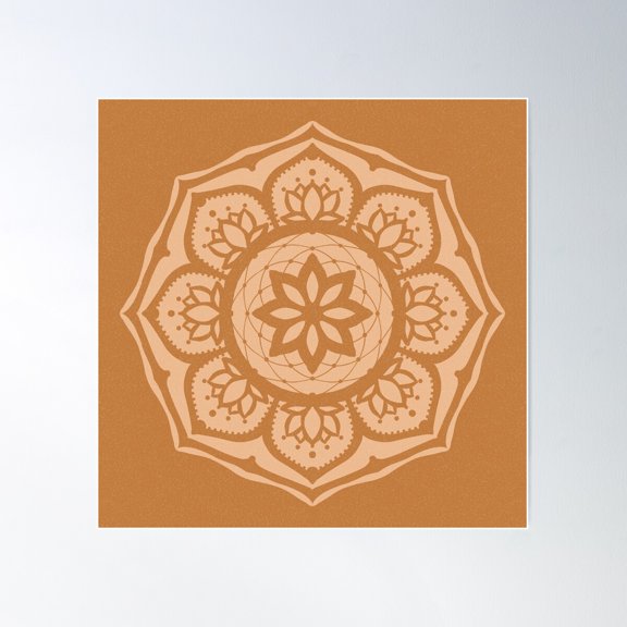 Sahasrara Padma Mandala - Rust + Melon Poster Wall Art, Modern Wall Decor For Living Room Bedroom, 16x16 UNFRAMED