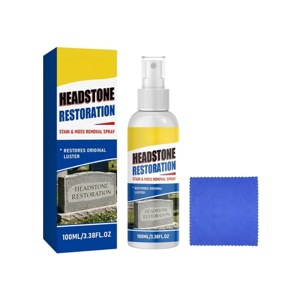 Sahpxhe 100ml Tombstone Cleaner Set,Cleans,Polishes and Weatherproofs Tombstone Surfaces with Included Towel,Removes Dirt,Stains,Moss and Watermarks,Forms Protective Layer Against Wind,Rain