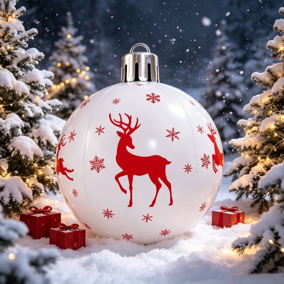 Sahpxhe 15.74in Inflatable Christmas Ball,Festive Holiday Pattern PVC Outdoor Decoration Holiday Lawn Ornament for Garden Yard Winter Christmas Party Multicolor-C