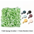 thumbnail image 1 of Sahpxhe 2-In-1 Drawstring Bath Sponge,Exfoliating Washcloth Portable Shower Loofah,Include 1 Hook(Random Color）For Face and Body Cleansing,6.8X6.8in Green, 1 of 6