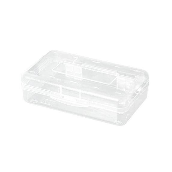 Sahpxhe 2-Pack Simple Plastic Transparent Pencil Box,Large Capacity Clear Storage Pencil Case with Snap-Tight Lid,Stackable Design for Office Supplies,Size 2.36X7.87X4.33In White