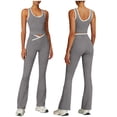 thumbnail image 1 of Sahpxhe 2 Piece Workout Sets for Women Scoop Neck Crop Tank Top High Waisted Flare Leggings for Yoga Gym Gray XXL, 1 of 7