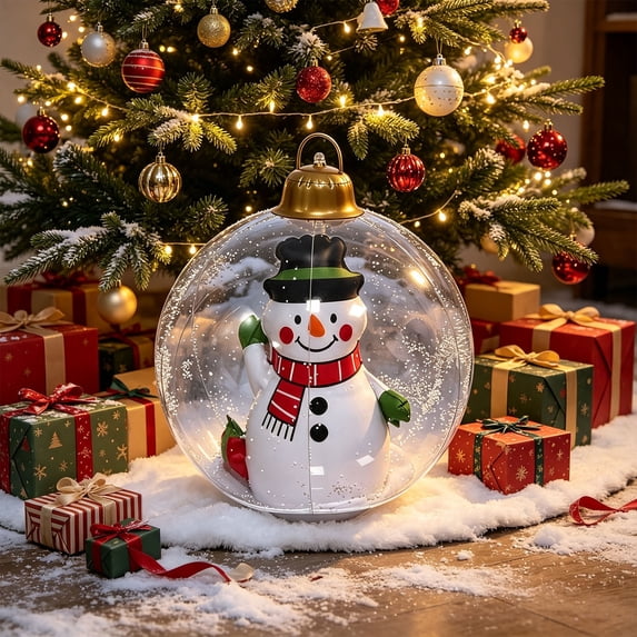 Sahpxhe 23.6in Lighted Inflatable Christmas Snowman Ball Xmas Decoration,PVC Outdoor Holiday Lawn Ornament for Winter Holiay Party Decor Multicolor-B