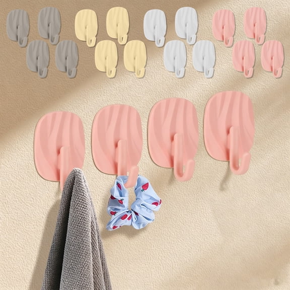 Sahpxhe 4-Pack Adhesive Wall Hook Hardware Hooks for Hanging,No-Drill,No-Marks,Strong Load-Bearing for Kitchen,Bathroom,Door,Holds Towels,3.15X1.97in Pink