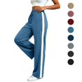 thumbnail image 1 of Sahpxhe Athletic Wide Leg Pants for Women Drawstring Elastic Waist Side Stripe Sweatpants with Pockets Casual Sport Track Pants Blue XXL, 1 of 8