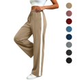 thumbnail image 1 of Sahpxhe Athletic Wide Leg Pants for Women Drawstring Elastic Waist Side Stripe Sweatpants with Pockets Casual Sport Track Pants Khaki XXL, 1 of 8