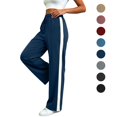 thumbnail image 1 of Sahpxhe Athletic Wide Leg Pants for Women Drawstring Elastic Waist Side Stripe Sweatpants with Pockets Casual Sport Track Pants Navy XXXL, 1 of 8