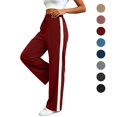 thumbnail image 1 of Sahpxhe Athletic Wide Leg Pants for Women Drawstring Elastic Waist Side Stripe Sweatpants with Pockets Casual Sport Track Pants Wine L, 1 of 8