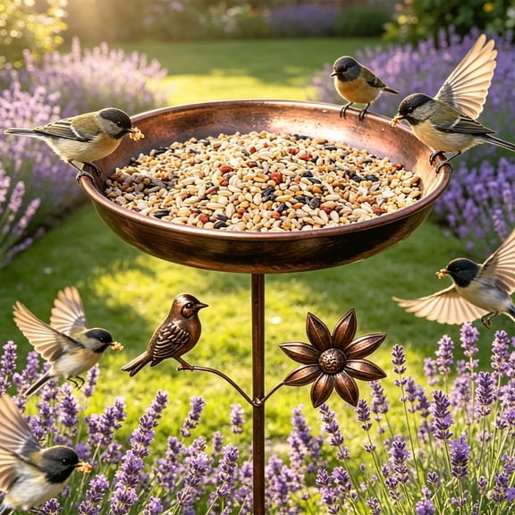 Sahpxhe Bird Bath for Outside, Metal Outdoor Bird Feeder and Bathtub Creatives Decor for Wild Birds for Villas Gardens and Courtyards Black